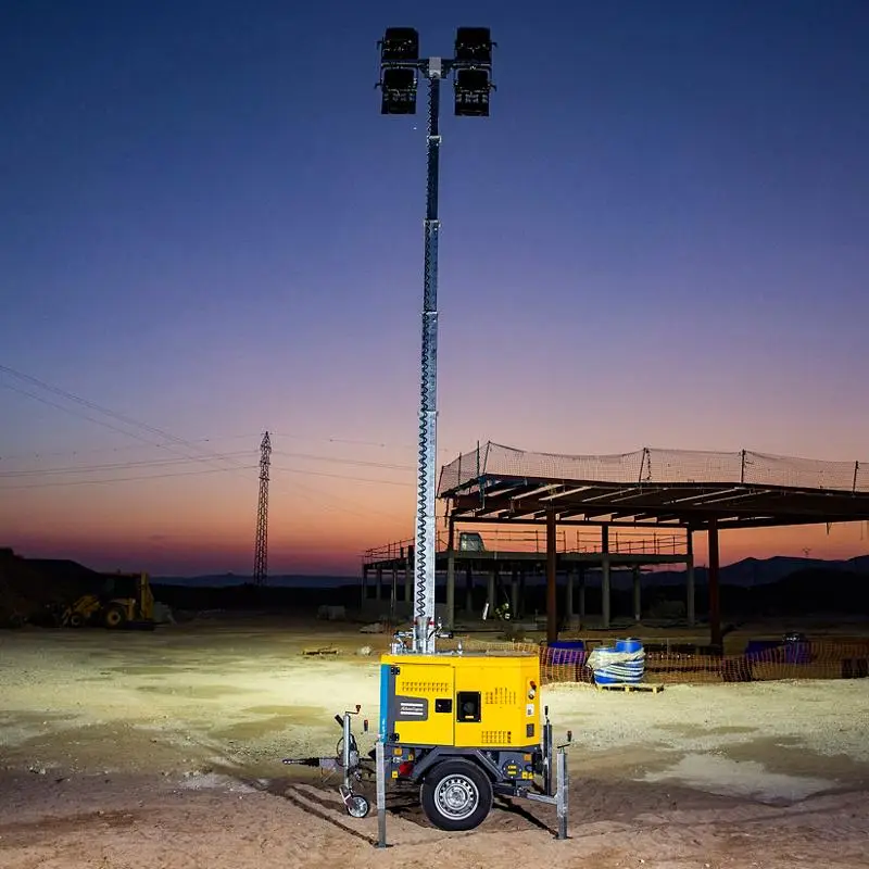 Mât d’éclairage Atlas Copco en application professionnelle